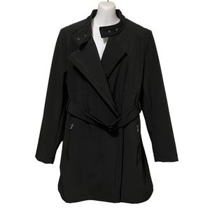 Liz Claiborne Outerwear Black Zip Belted Coat